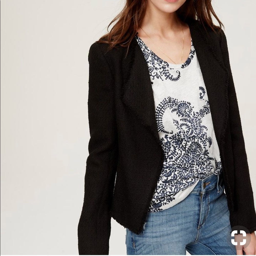 Loft Black Tweed Open Jacket